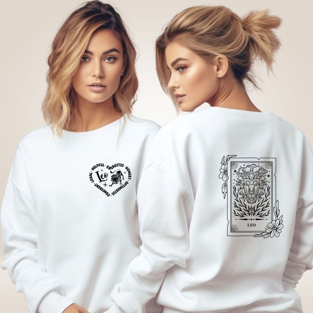 Leo Zodiac 2 Sided Astrology Graphic Streetwear Sweatshirt